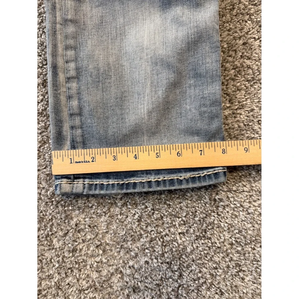 Rock Revival Jeans Men 34 Blue Owen Boot Distressed Ripped Embroidered EP9657BL*